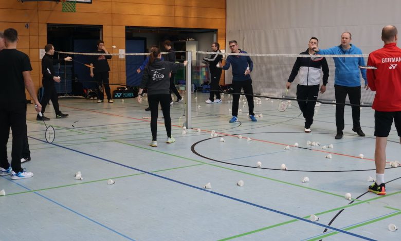 a group of people on a court